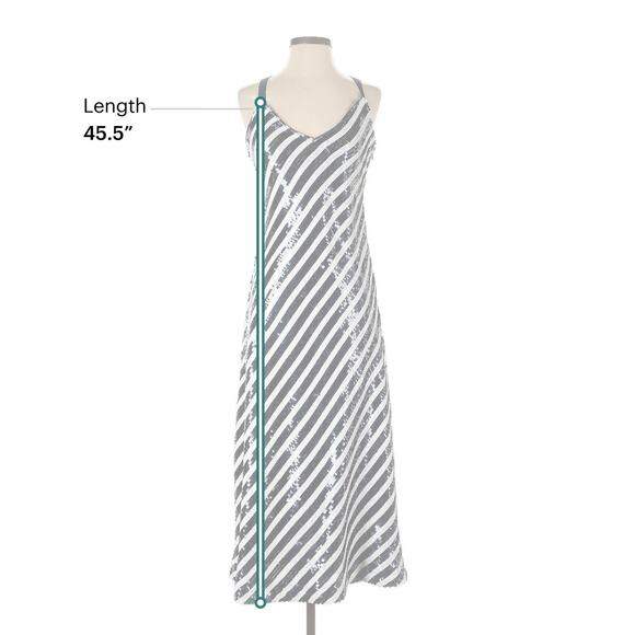 J.Crew Collection Gwyneth V Neck Slip Dress in Sequin Stripe Navy, White 6 - Picture 4 of 5